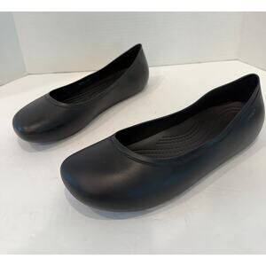 Crocs Brooklyn Black Slip On Ballet Round Toe Comfort‎ Rubber Casual Shoes Sz 8